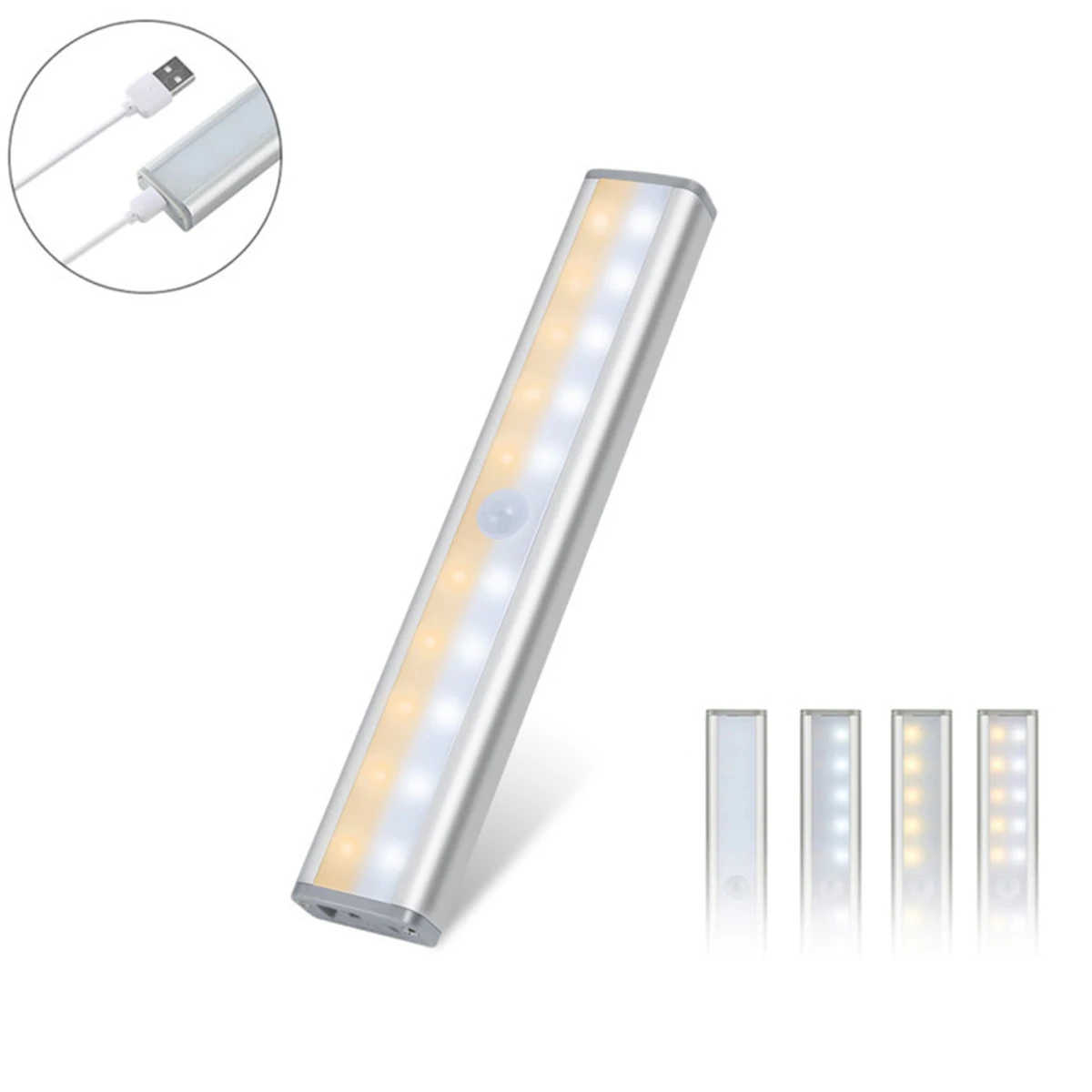 Trådløs bevægelsesføler LED Lys USB-Genopladelige Stick-on Magnetiske 20LEDs Nat Lys for Skab Skab