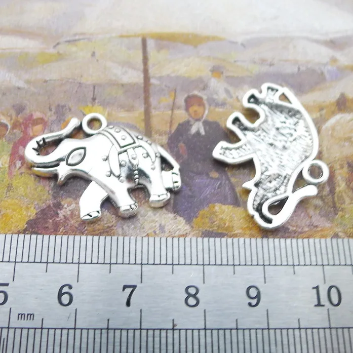 12pcs Udsøgte elefant charms 25*20 mm vedhæng, Antik sølv taske Håndlavet øreringe armbånd halskæde ankelkæde Komponent DIY