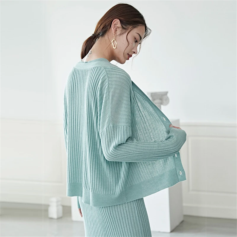 Aw2020 nye sweater cardigan kvinders grundlæggende V-Hals Sweater Jakke med lange ærmer alsidig trøje