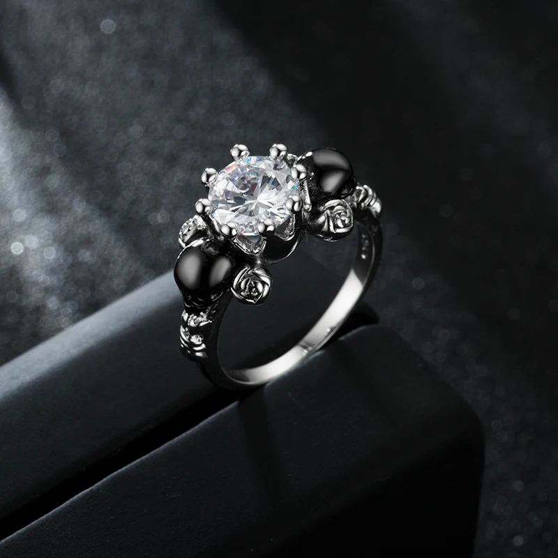 Kraniet Gotiske ring kvindelige bryllup For Kvinder Krystal Smykker Gave ring Dropshipping
