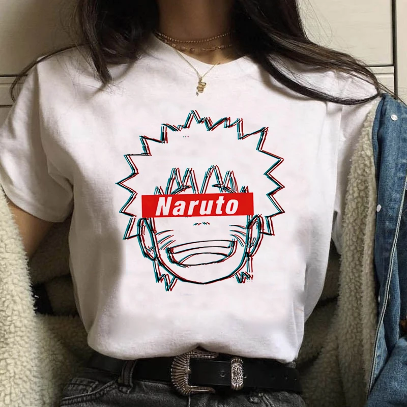 Luslos Naruto Fremskridt Print Sjove T-Shirt Summer Harajuku Hip Hop T-shirts Kvinder 90'erne Japansk Anime Korte Ærmer Streetwear Tee