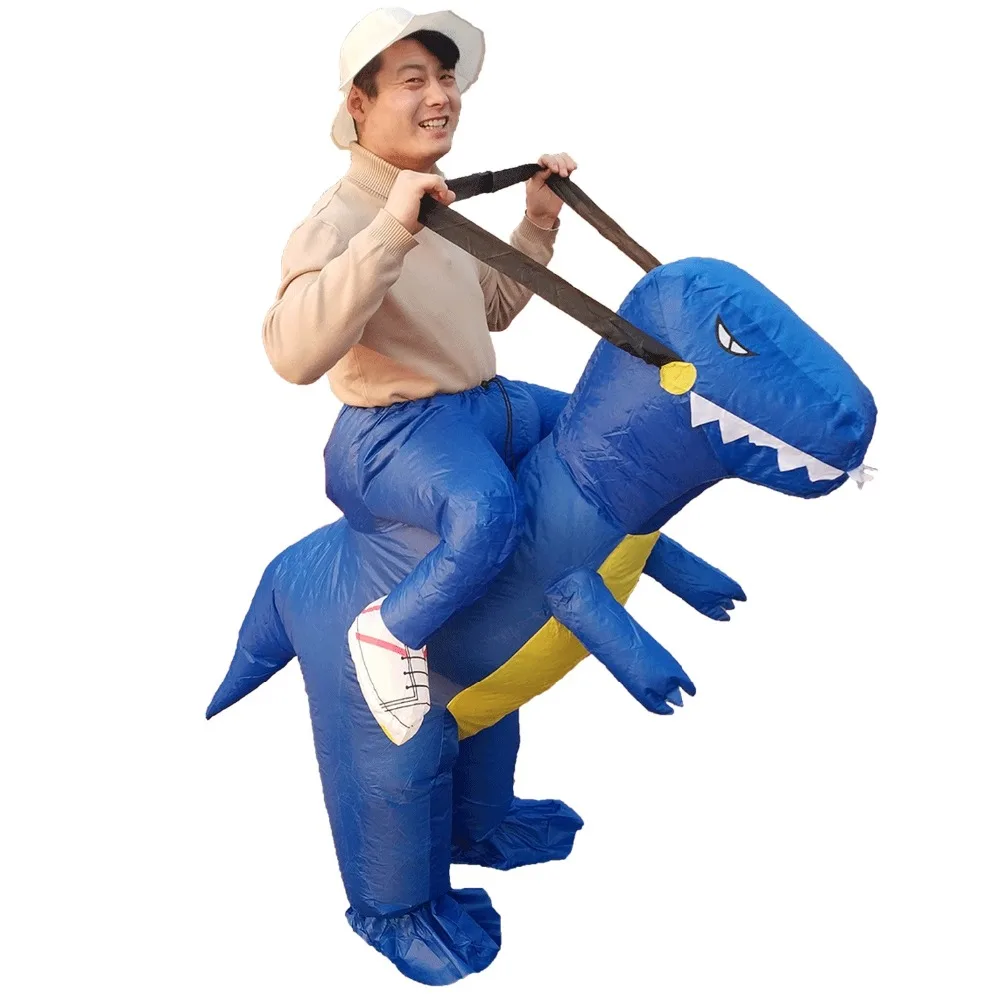 T-Rex Oppustelige Dinosaur Rytter Kostume til Voksne Halloween Cosplay Fancy Kjole Part Mænd Kvinder Fødselsdag Sprænge Udstyr