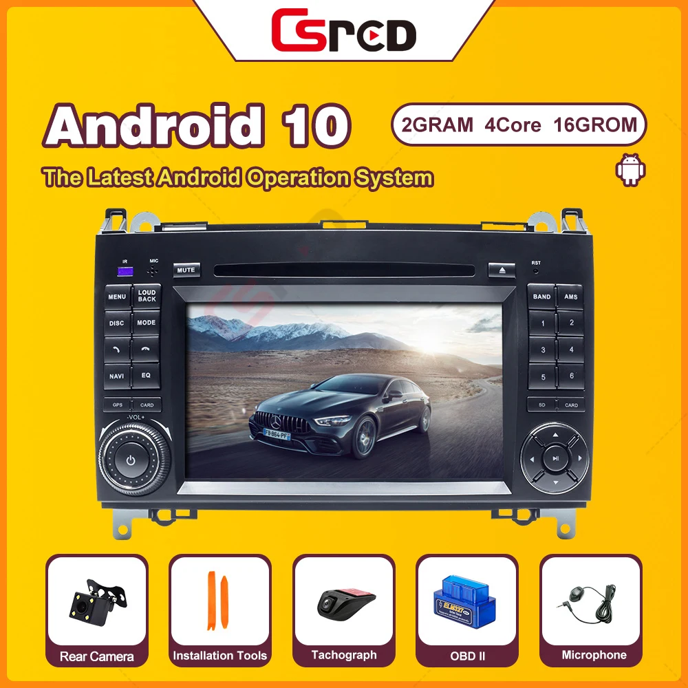 Csred Android 10 Bil CD-DVD-Afspiller Til Mercedes Benz Sprinter Viano Vito B Klasse B200 Mms-Afspiller Radio GPS-Navigation SWC