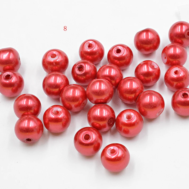 FLTMRH 10stk 8mm Perler Farvning Farve Glas Imi af Perler Runde Perler Bolden BeadFindings