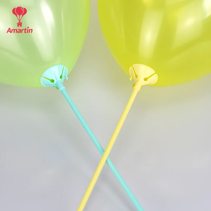 Farverige Latex Ballon Pinde PVC Stænger Balloner Holder Sticks Med Cup Baby Brusebad Kids Fødselsdag Bryllup Dekoration