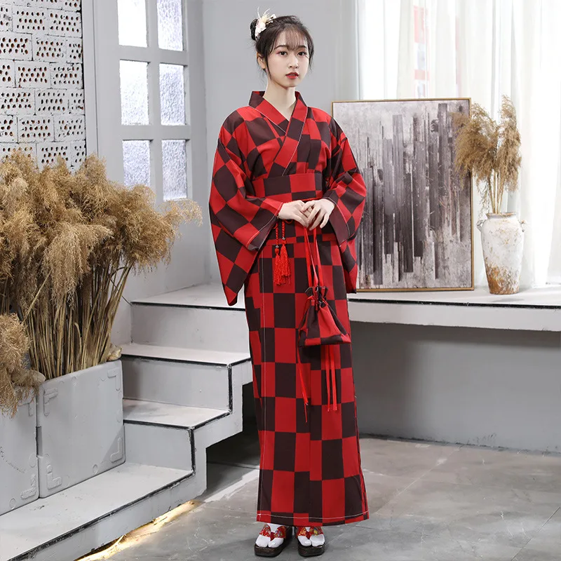 Luksus Nye År Piger Kostumer Yuakata Kvinders Japansk Robe Traditionelle Geisha Kimono Kjole Lang Morgenkåbe