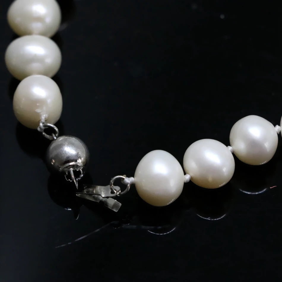 Top kvalitet naturlige ferskvands kulturperler hvid perle ca runde perler halskæde 7-8,8-9mm elegante bryllupper smykker 18inch B1462