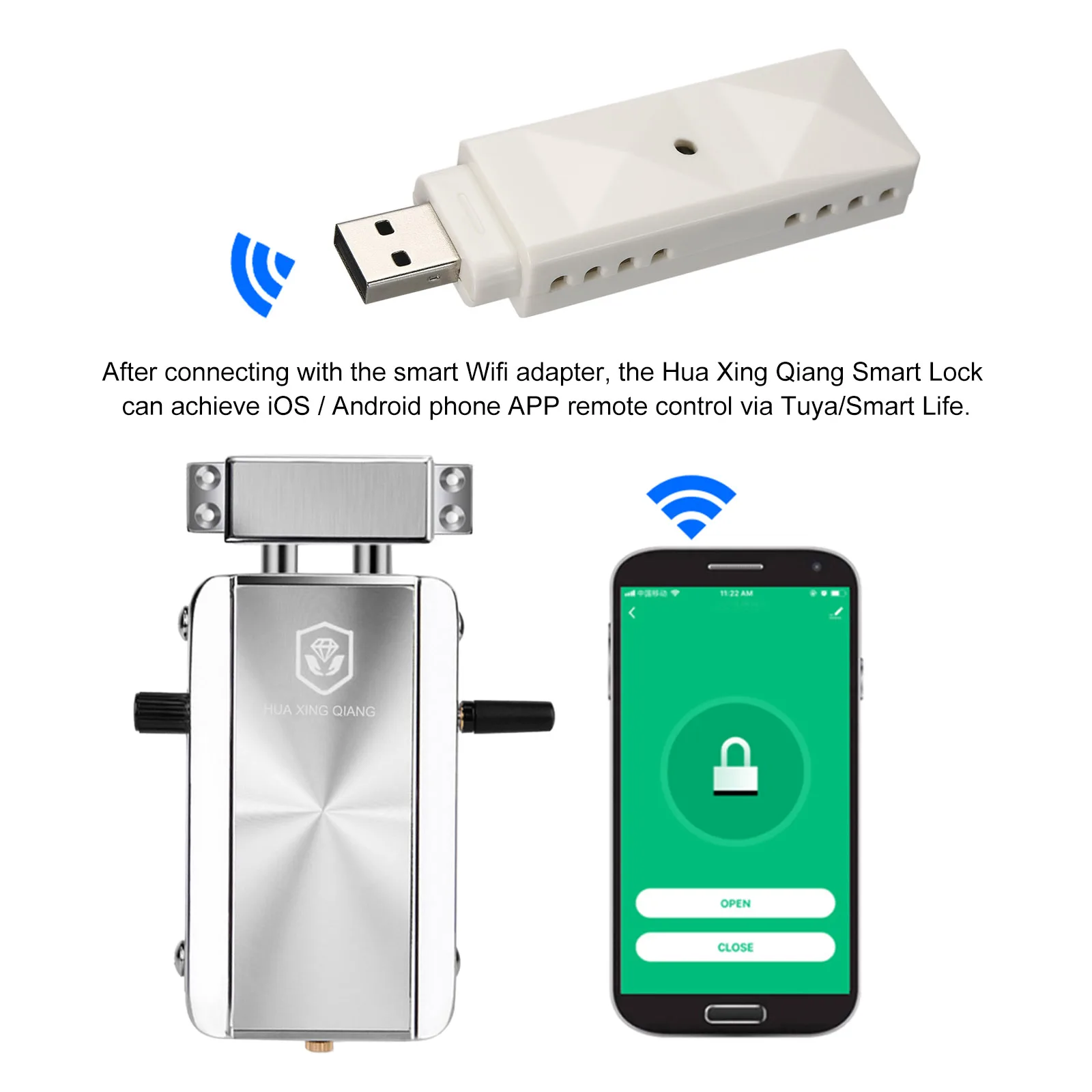 Tuya Smart Lås Wifi-Adapter Smart Liv APP, Netværk Trådløst 433MHz Fjernbetjening iOS Android Mobiltelefon APP, Lås HXQ908D