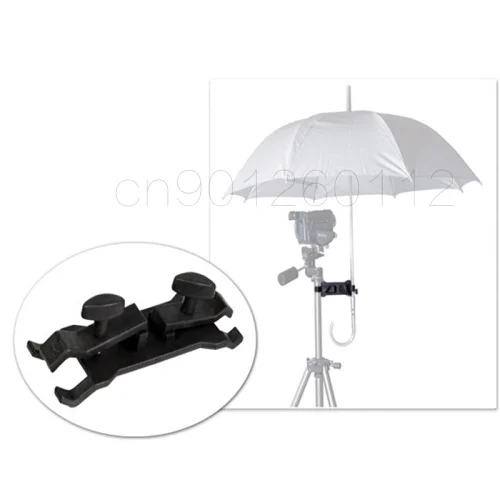 Udendørs Paraply Holder Klip klemmebeslag Støtte til Kamera Stativ Fotografering Studio Belysning Paraply Lys står sort