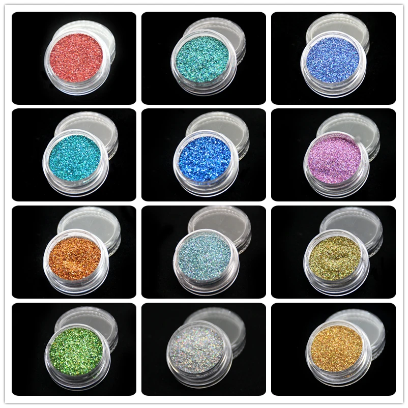 Nye Flerfarvet Holo Laser Glitter Pulver Gnid For Søm Og Glitter Dust Pailletter Art Negle Krop Pigment Manicure Festival Dekorationer