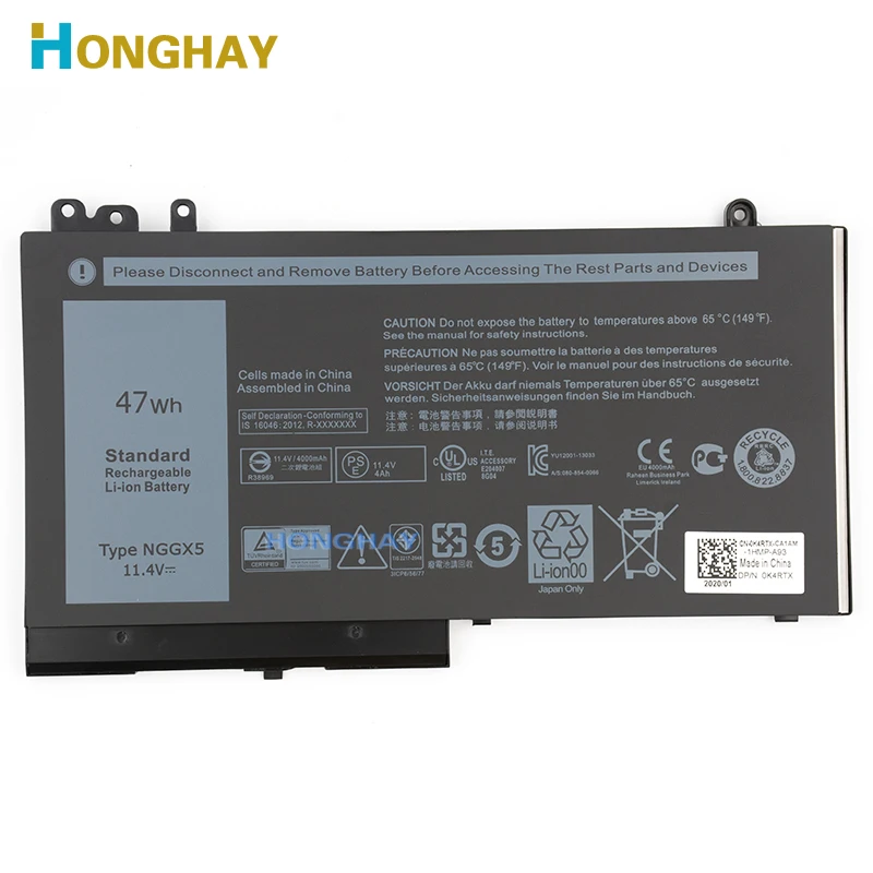 Honghay Nye NGGX5 Laptop Batteri Til DELL Latitude E5270 E5470 M3510 E5570 E5550 E5570 JY8D6 954DF 0JY8D6 11.4 V 47WH