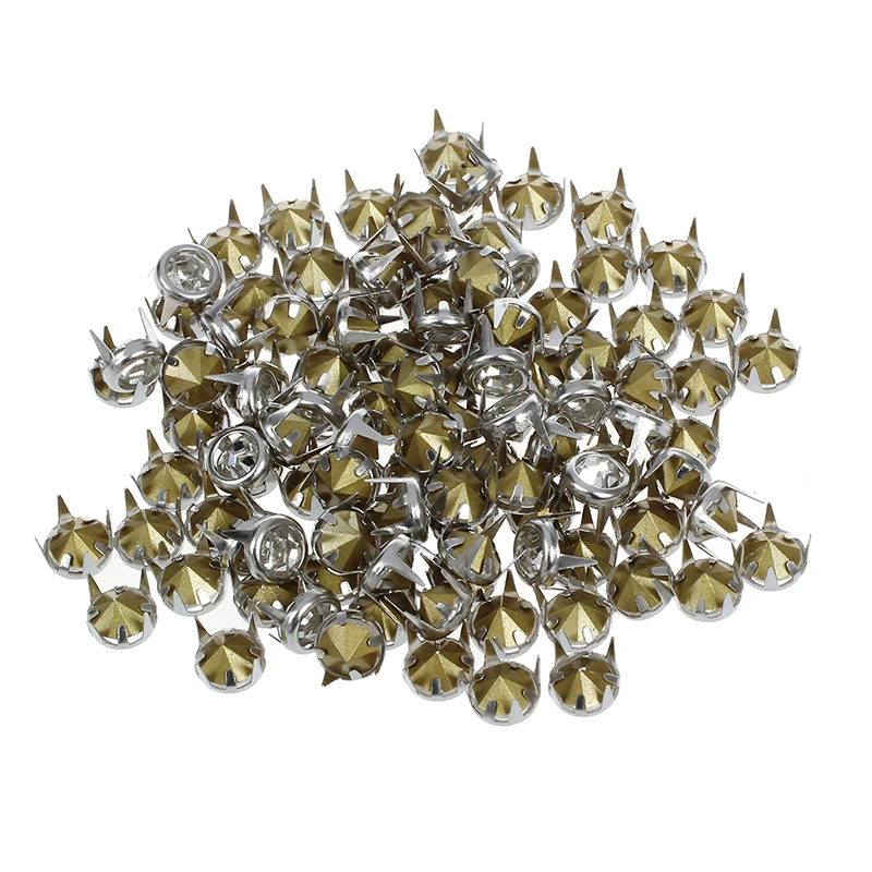 100 x 7 mm Metal Rhinestone Besat Sølv Nitter Runde Ørestikker Crystal Nitter