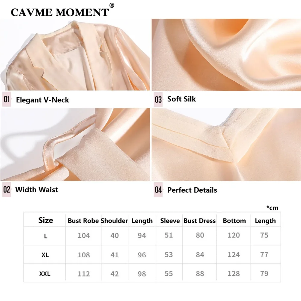 CAVME Sommer Plus Size Silke Kjole for Kvinder, Elegante Damer, Silke Kimono Klæder Sleepshirt Solid Farve Nattøj Homeclothes