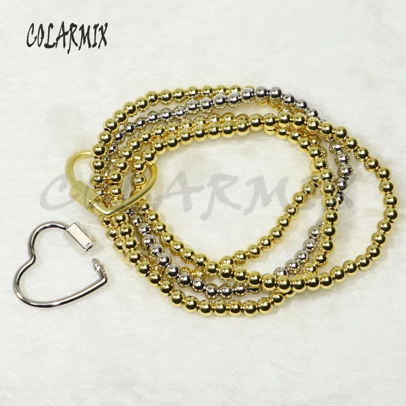 5pcs 4 tråde armbånd Hjerte lås charme beaded armbånd blanding af farver, mode smykker tilbehør gave til kvinder 50333