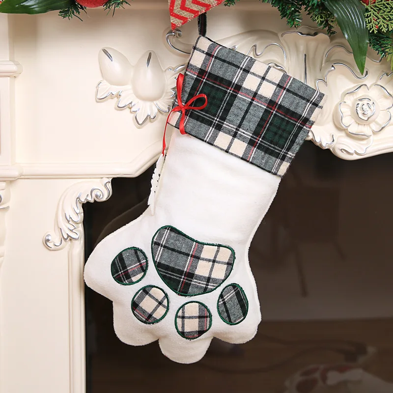 Jul Kreativ Dekoration Bear Paw Form Af Store Sokker Børn, Ferie Dekoration Gave Sokker Slik Sokker Juledekoration