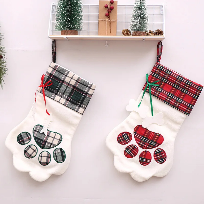 Jul Kreativ Dekoration Bear Paw Form Af Store Sokker Børn, Ferie Dekoration Gave Sokker Slik Sokker Juledekoration