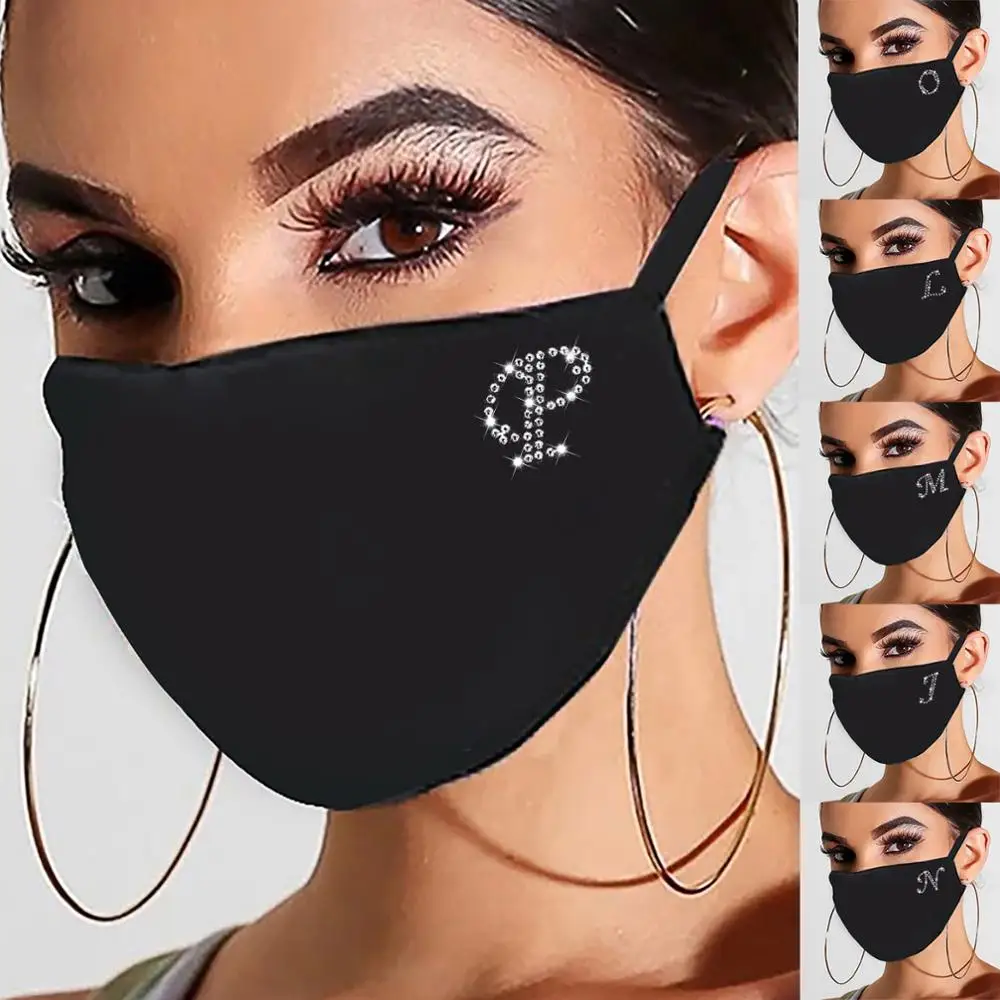 A-Z Mode Brev cosplay MaskScarf Erklæring Trendy Crystal Heart Club maske Party Mode Smykker Til Kvinder