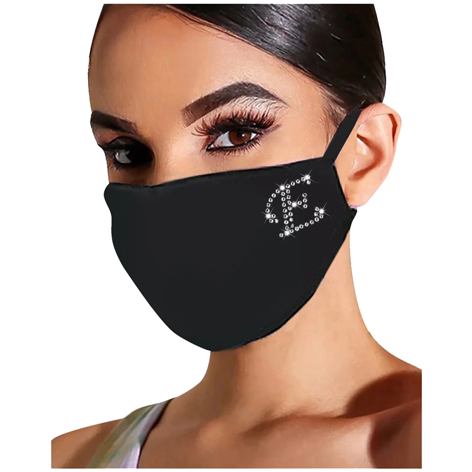 A-Z Mode Brev cosplay MaskScarf Erklæring Trendy Crystal Heart Club maske Party Mode Smykker Til Kvinder