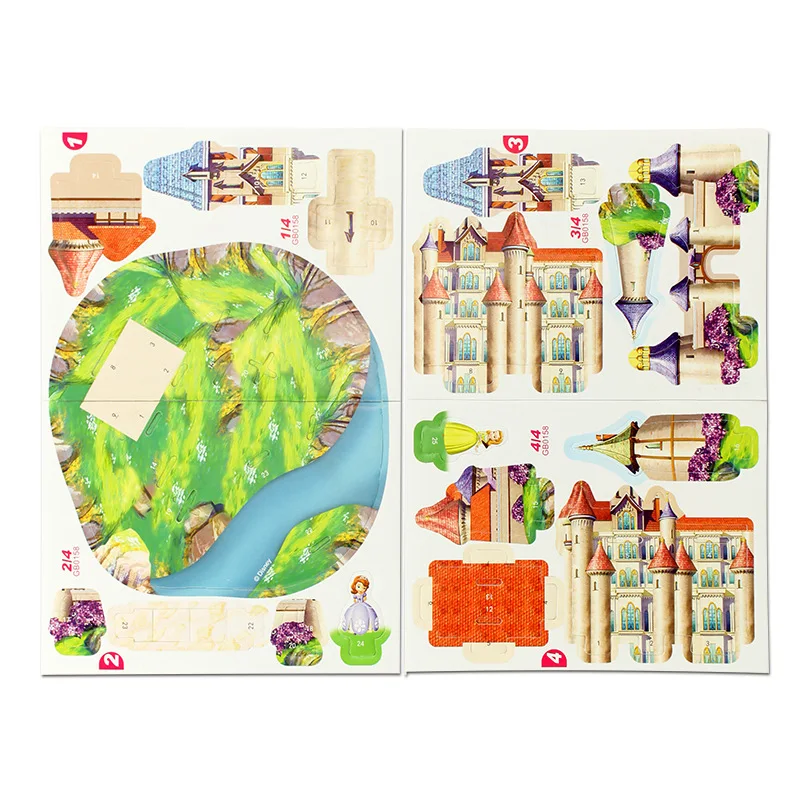 Disney Frosne Sophia Slot Puslespil Papir 3D Puslespil Palace Børns Tidlige Læring Gåder Toy Intelligens legetøj Fødselsdag Gave