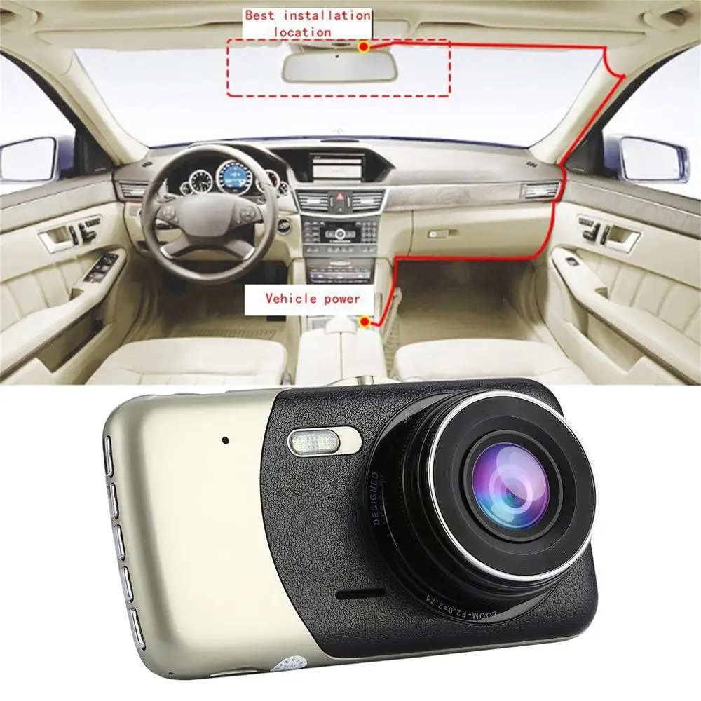 4-Tommer Skærm Bil DVR Fuld 1080P Bil Optager 170-Grader Fartskriver Video Dash Cam Video Optageren Understøtter G-Sensor