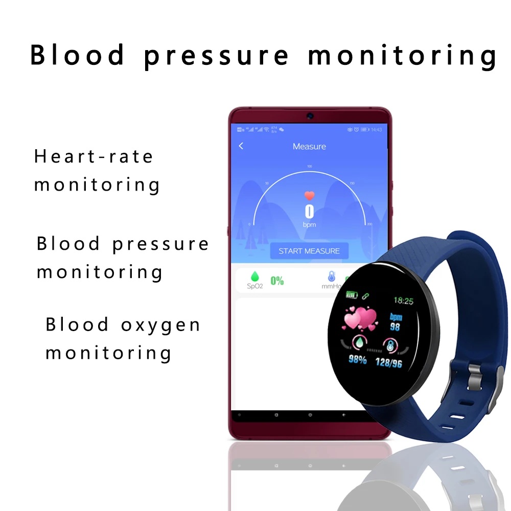 Bluetooth Kvinder Smart Ur D18 Puls, Blodtryk Overvåge Fitness Tracker Helbred, Menneske-Armbånd Smartwatch Android, Ios