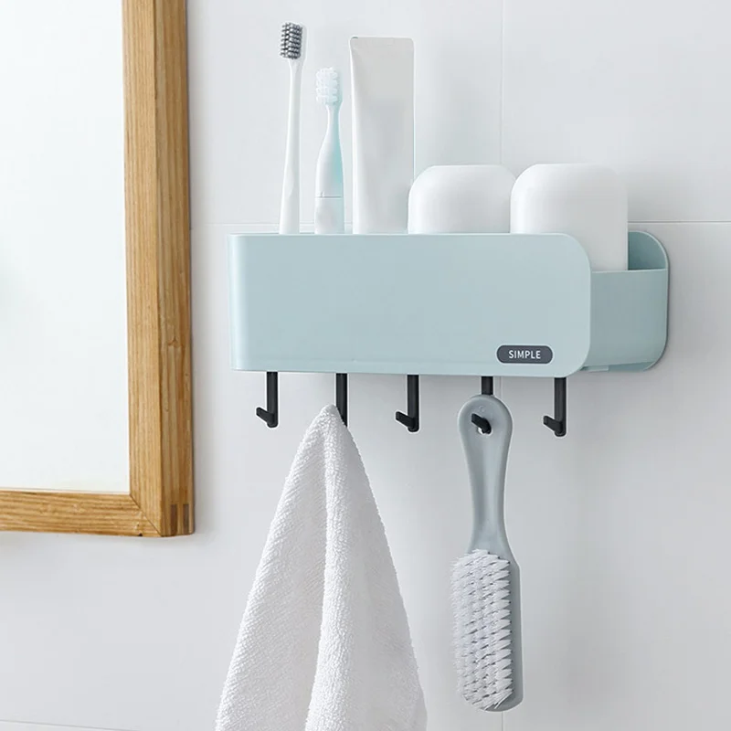 Hængende Badeværelse køkkenredskab Boks, Tandbørste Storage Rack vægmonteret tandbørsteholder LXY9