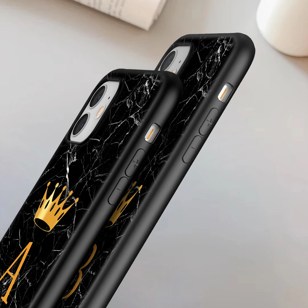 Marmor Tekstur Første Brev, En Z-Phone cover Til iPhone 12 Mini-11 Pro X XR XS Max 8 7 Plus SE 2020 Crown Par Blødt TPU Cover