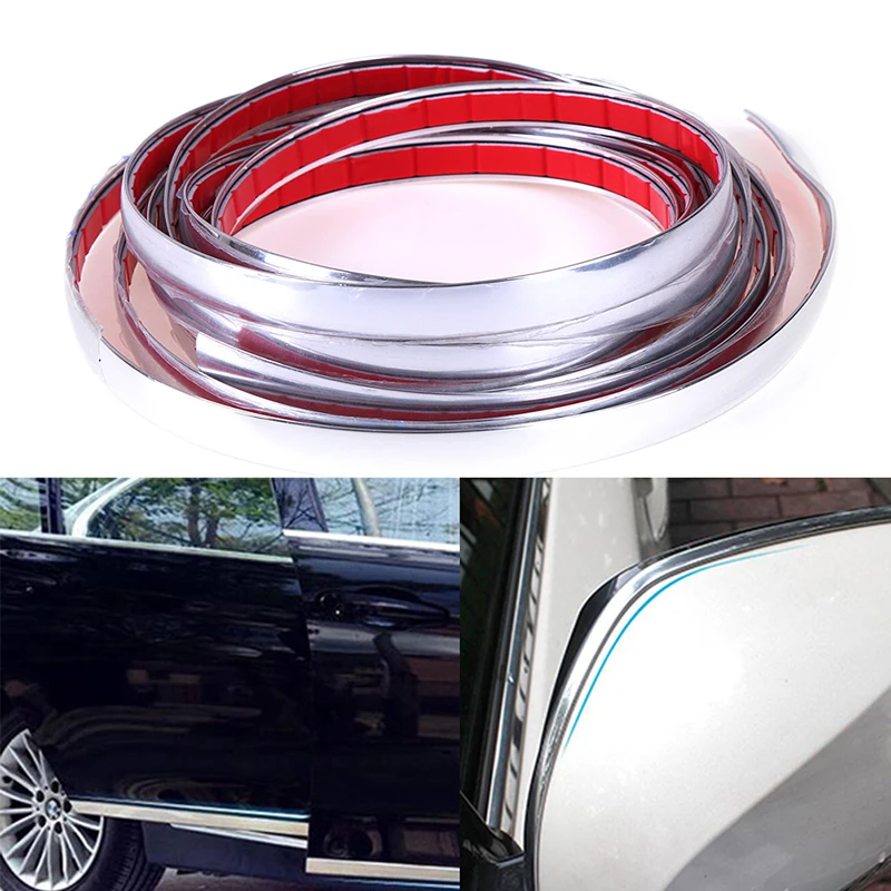 3M Holdbart Sølv Bil Chrome Styling Dekoration Moulding Trim Strimmel Tape 12 mm Bredde