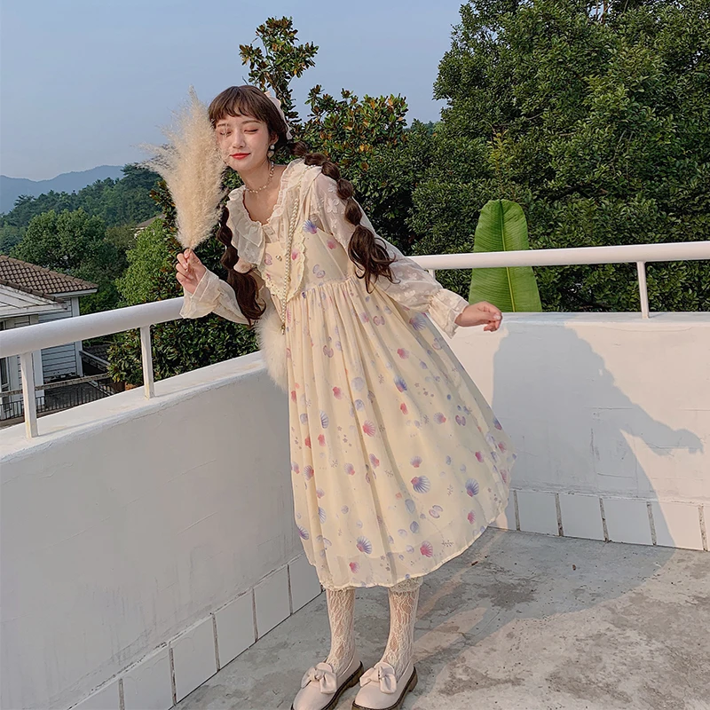 Lolita Kjole Prinsesse Missy Søde Søde Japanske Kawaii Piger Prinsesse Stuepige Vintage Gotiske Trykte Mønstre Sommer kjole