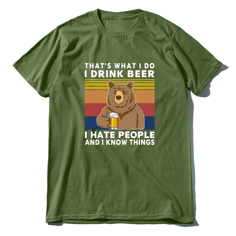 Envmenst bomuld t-shirt mænd Bære Det er Hvad jeg Gør Drikke Øl jeg Hader Mennesker, der Ved Ting, sjove T-shirt med o-hals sweatshirtXS-3XL