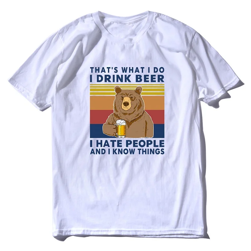 Envmenst bomuld t-shirt mænd Bære Det er Hvad jeg Gør Drikke Øl jeg Hader Mennesker, der Ved Ting, sjove T-shirt med o-hals sweatshirtXS-3XL