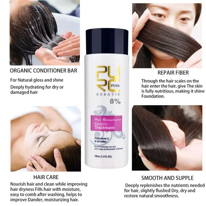 8% Formalin Keratin Hår Behandling Og Rensende Shampoo Keratin Produkter Sæt Hair Treatment 100 ML Brasilianske Care Shampoo H V8W1