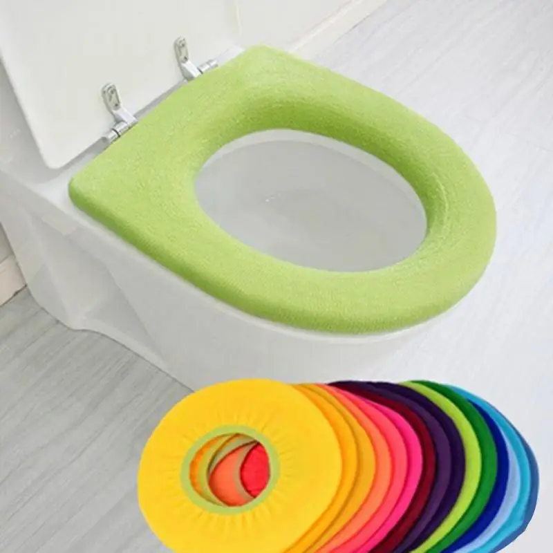 Flerfarvet O-Type WC Klud, der er Ekstra Blød Nylon Toilet sædebetræk Hjem Badeværelse Varmere Sæde Låg Dækker Puder Dropshipping