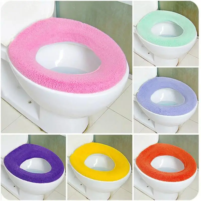 Flerfarvet O-Type WC Klud, der er Ekstra Blød Nylon Toilet sædebetræk Hjem Badeværelse Varmere Sæde Låg Dækker Puder Dropshipping