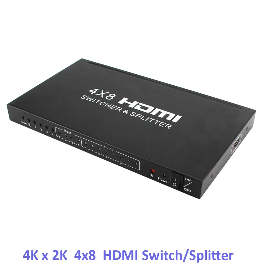 Nye 4x8 HDMI Splitter 4Kx2K HDMI 1.4-b Skifte Splitter, HDMI Audio Video Converter understøtter 1080P 3D 4K-EDID HDCP1.4