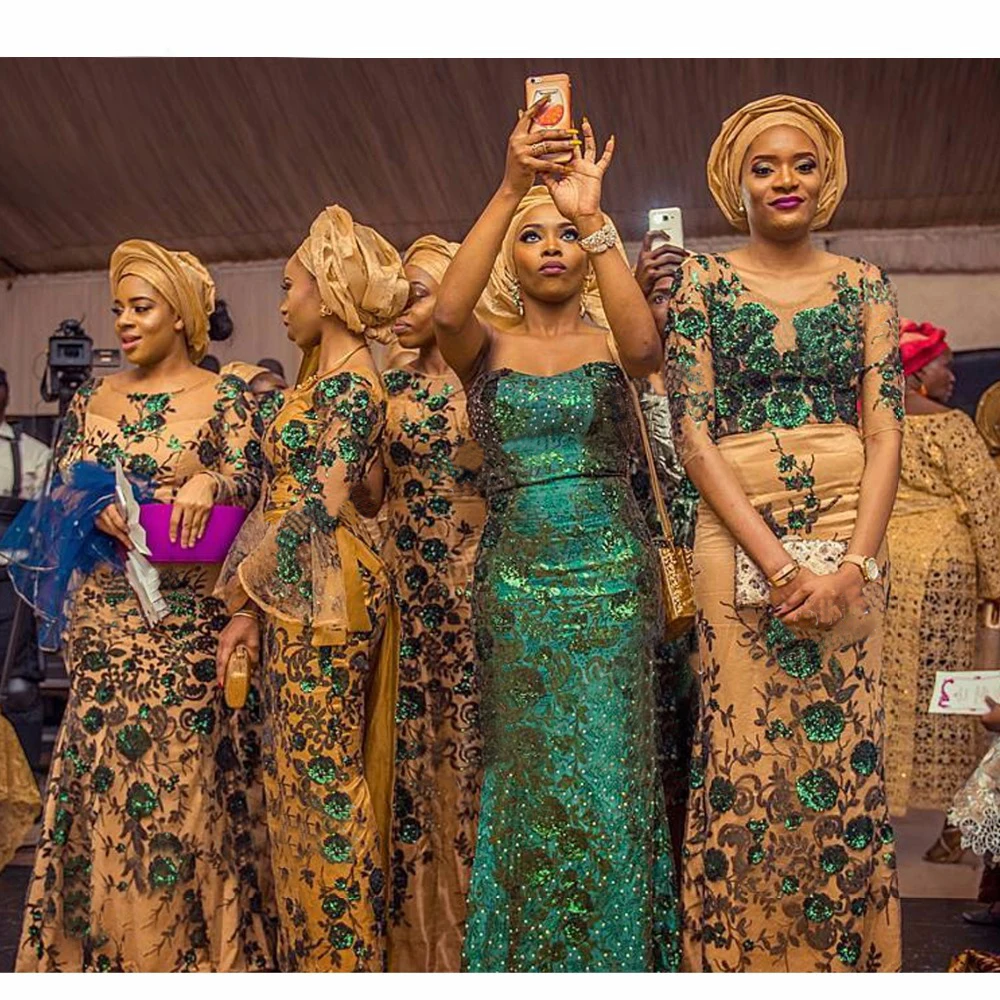 2019 Høj Kvalitet Nigerianske franske Blonder Afrikanske Blonde Stof Grøn Blomst, Sequined Guipure Mesh Blonde For Fest Kjoler KL1226Y