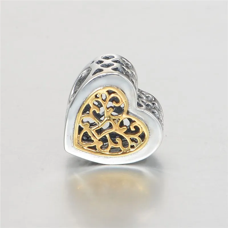 Nye Guld farve Låst Kærlighed Hjerte Charms 925 Sterling Sølv perler Passer Originale Mærke Charms Armbånd smykker LW618