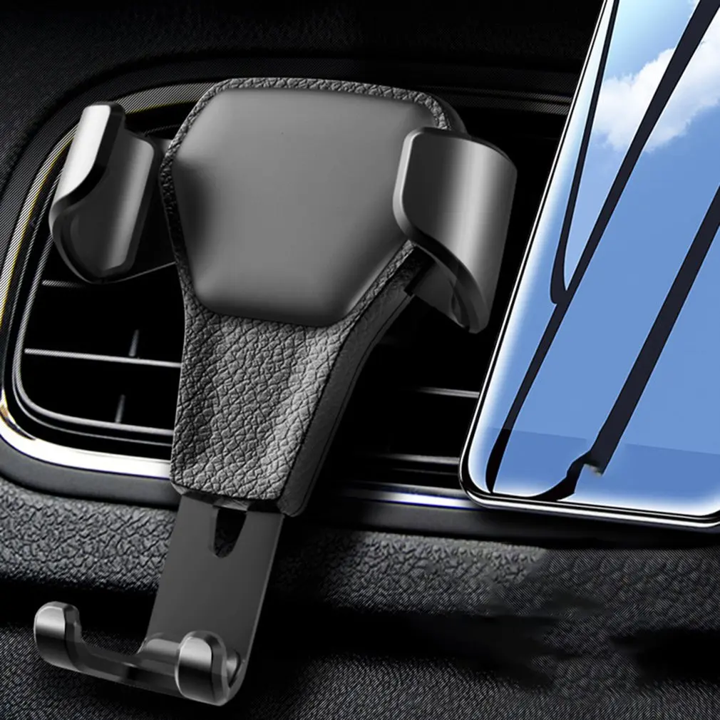 Læder Kreative Bil Luftudtag Tyngdekraften Sensor Mobiltelefon Letvægts Mode Design Beslag