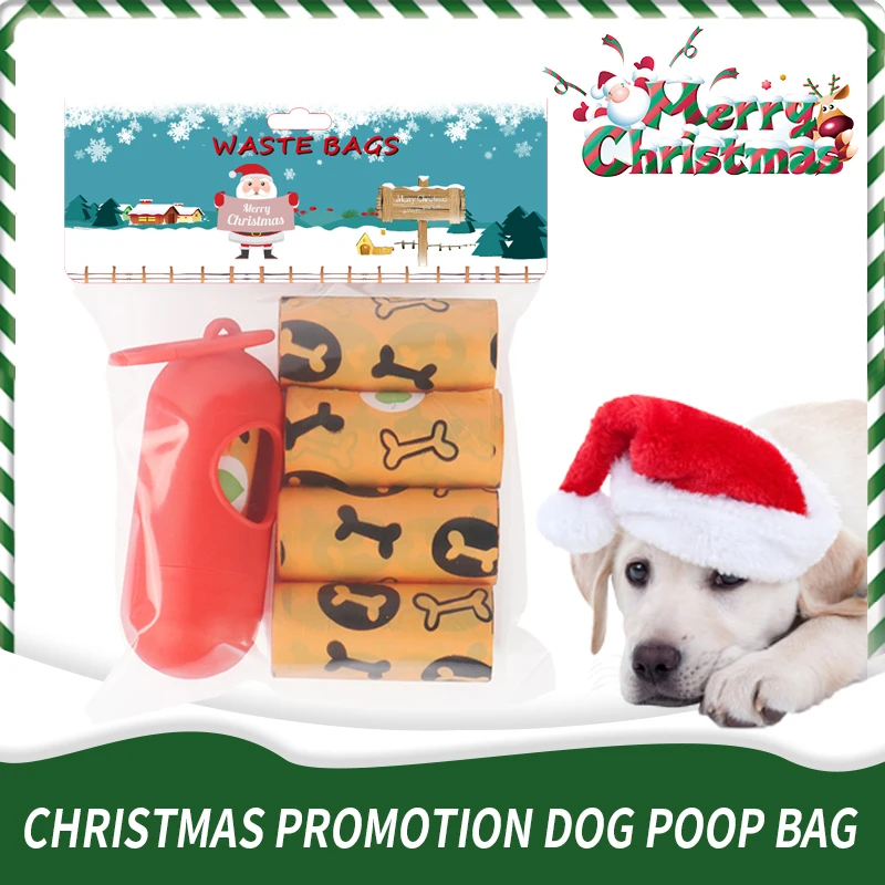 Christmas Special Style Hunde Poop Taske Bionedbrydeligt Dog Poop Tasker Pet Affald Tasker Pink Rydde Op Refill Ruller Pet Poop Tasker