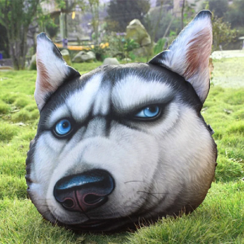 55 x 55 cm Stor Størrelse High Definition 3D Printet Huskies Akita hund Ansigt Bil Og Sofa Sæde / Ryg Hynde