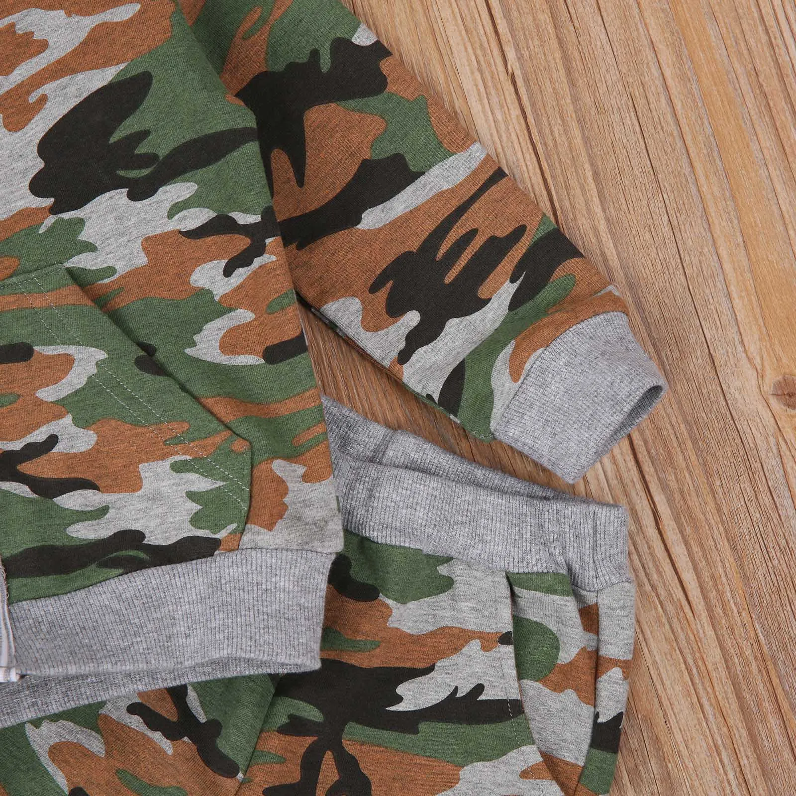 Baby Drenge Falder Tøj Trendy Camouflage Print, Lange Ærmer Zip Up Hoodie og Bukser 2stk Outfits Sæt 1-5 År