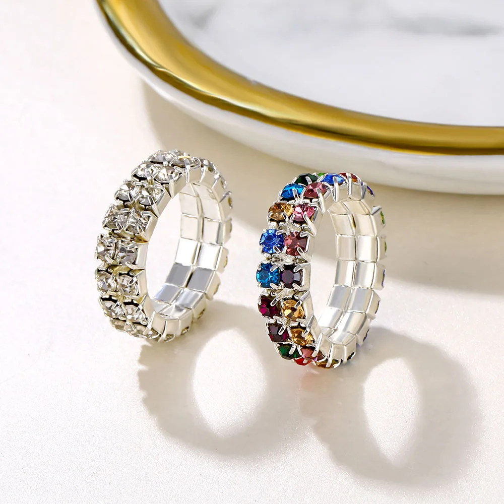 ZOVOLI 1pc Sølv Farve Forgyldt Crystal Ringe Til Kvinder Bryllup Elastisk Stretch Justerbar Ring Boho Gave Smykker