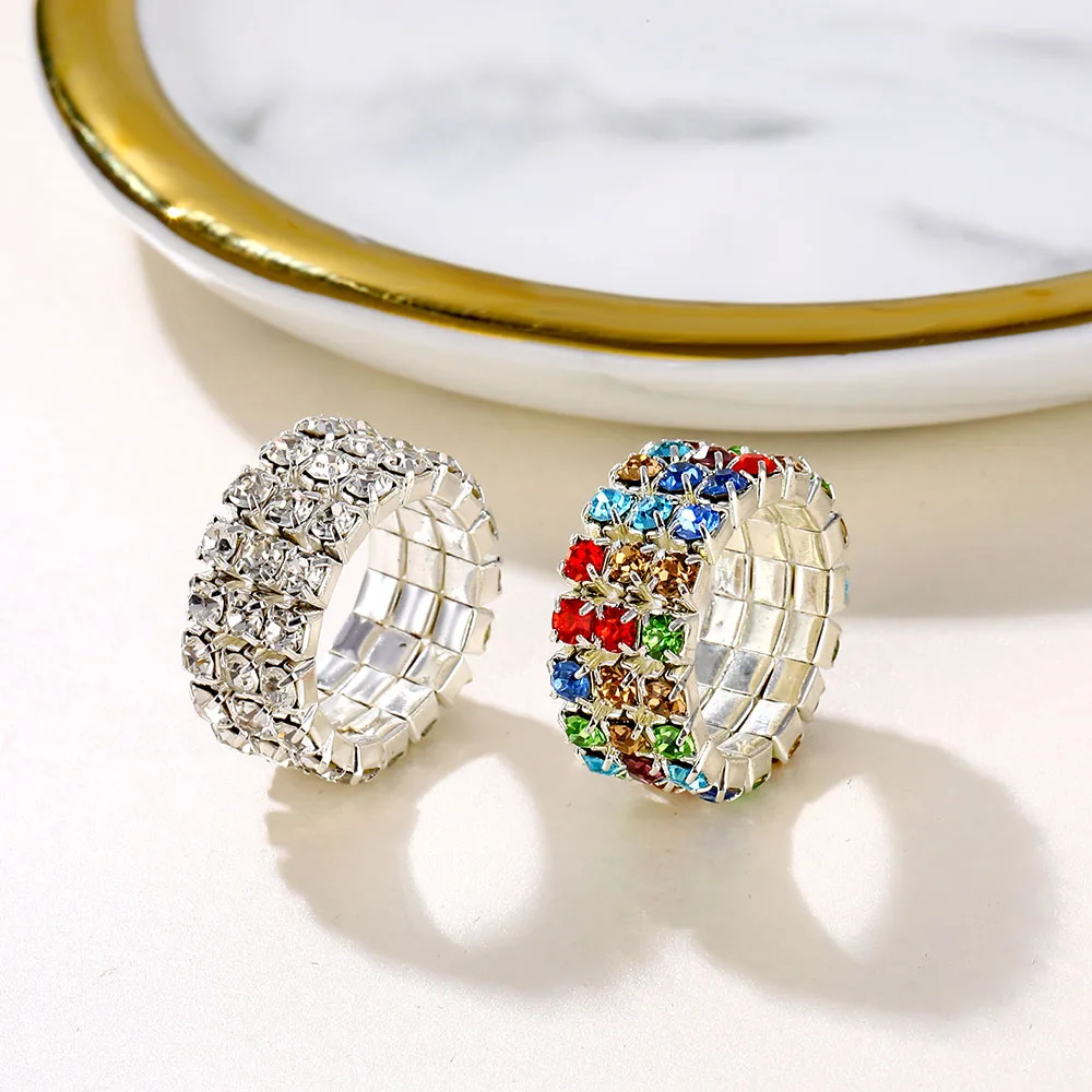 ZOVOLI 1pc Sølv Farve Forgyldt Crystal Ringe Til Kvinder Bryllup Elastisk Stretch Justerbar Ring Boho Gave Smykker