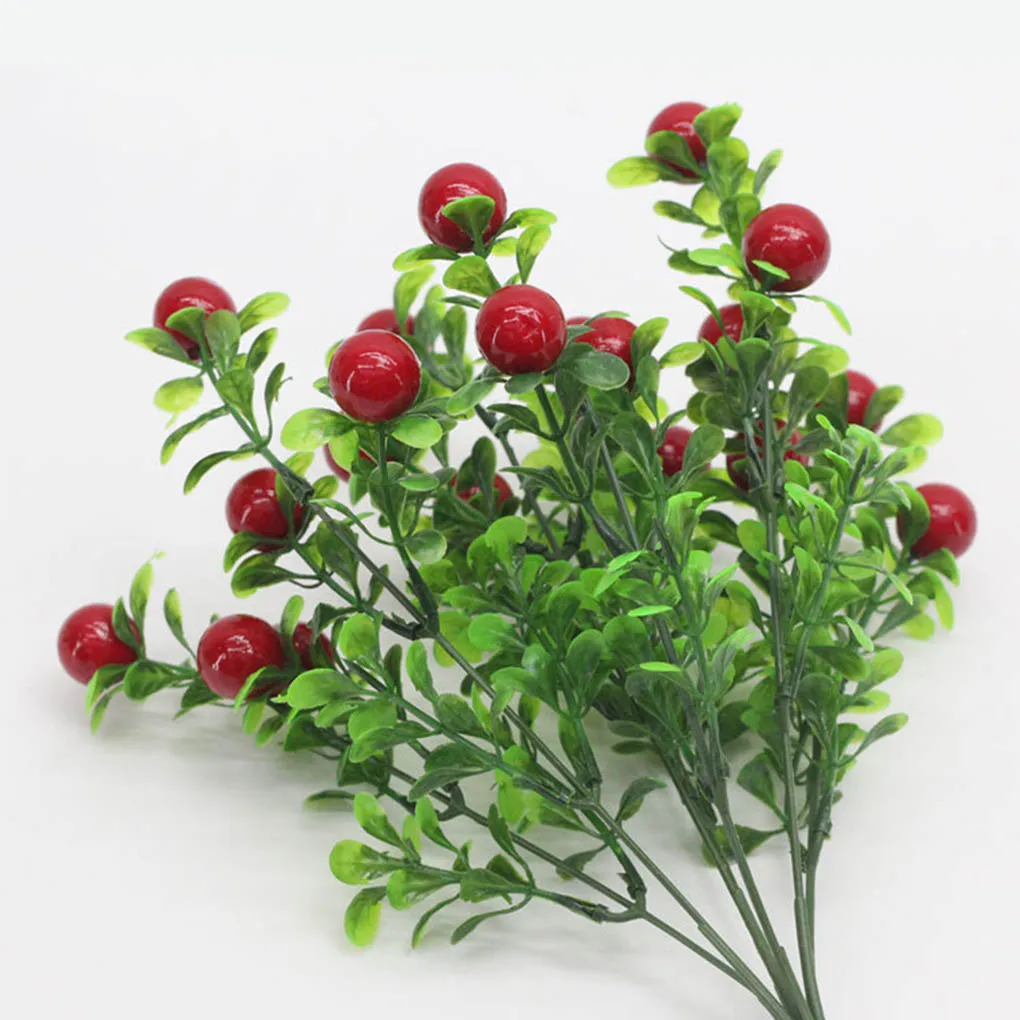 7-hovedet Kunstige Bær Plante Simulering Bær Bouquet Hjem Tabel Centerpiece Plast Anlæg Indretning