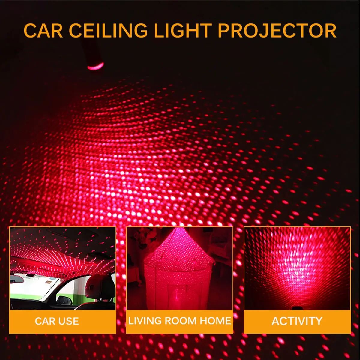 Mini-USB-Bil Tag-LED-Stjernede Nat Lys Auto Interiør Projektor Lys Atmosfære Dekoration Lys til hjemmekontoret KTV bar