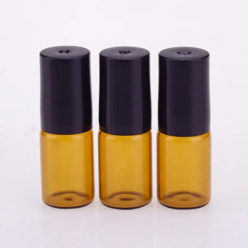 500Pcs/Masse 3ml 5 ml Amber roll på glas roller parfume flasker for æterisk olie, brun roll-on genopfyldning deodorant beholdere