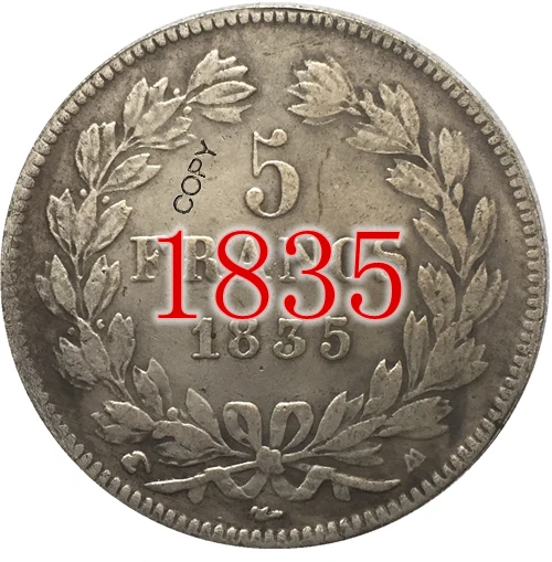 1835 FRANKRIG 5 F MØNT KOPI