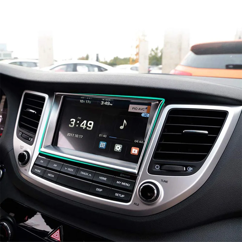 8 tommer for Hyundai Tucson TL 2016 2017 2018 Chrome Center Dashboard Navigation Sn Panel Cover Frame Bezel Pynt Surround C