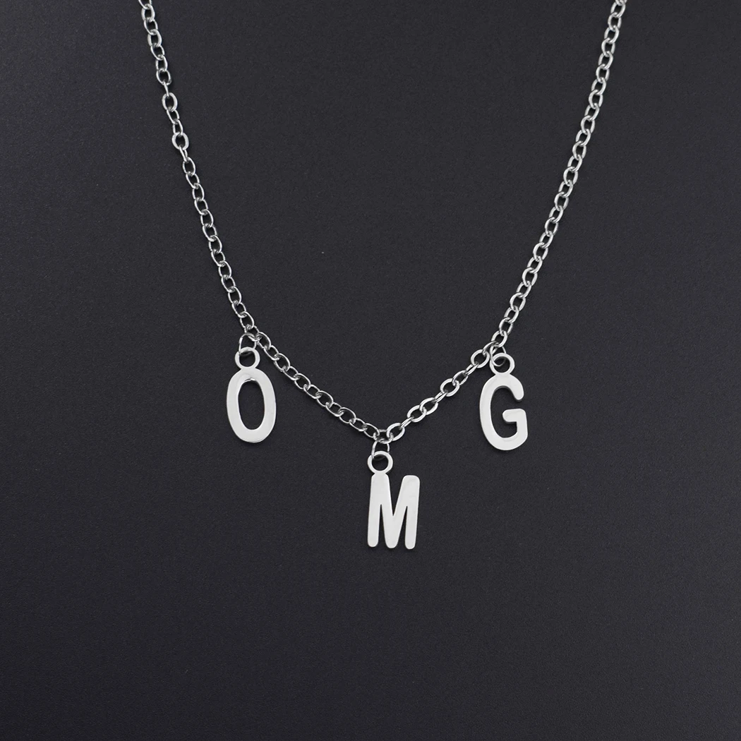 Mode Mænd Kvinder Brev Metal Kæde Halskæde Monogram Vedhæng Sejr Håber Inspirerende Smykker Tilbehør-Gaver til Venner