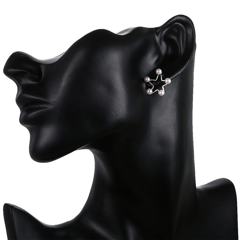LXOEN Mode Pentagram Perle Øreringe til Kvinder Druzy Stjernede Søstjerner Stud Øreringe Smykker til Piger Små brinco Gave Smykker